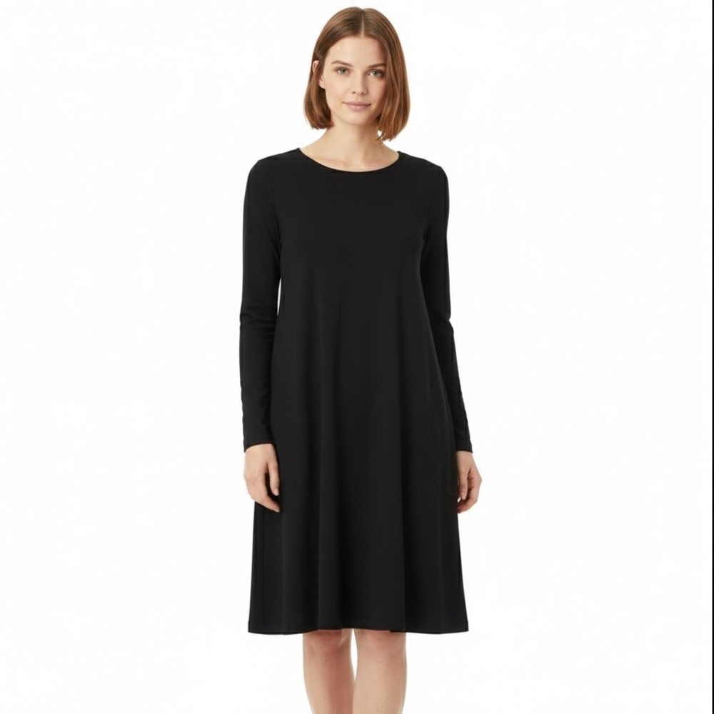 J.McLaughlin Black Long Sleeve Shift Dress With Pockets Womens‎ XS Knee Length